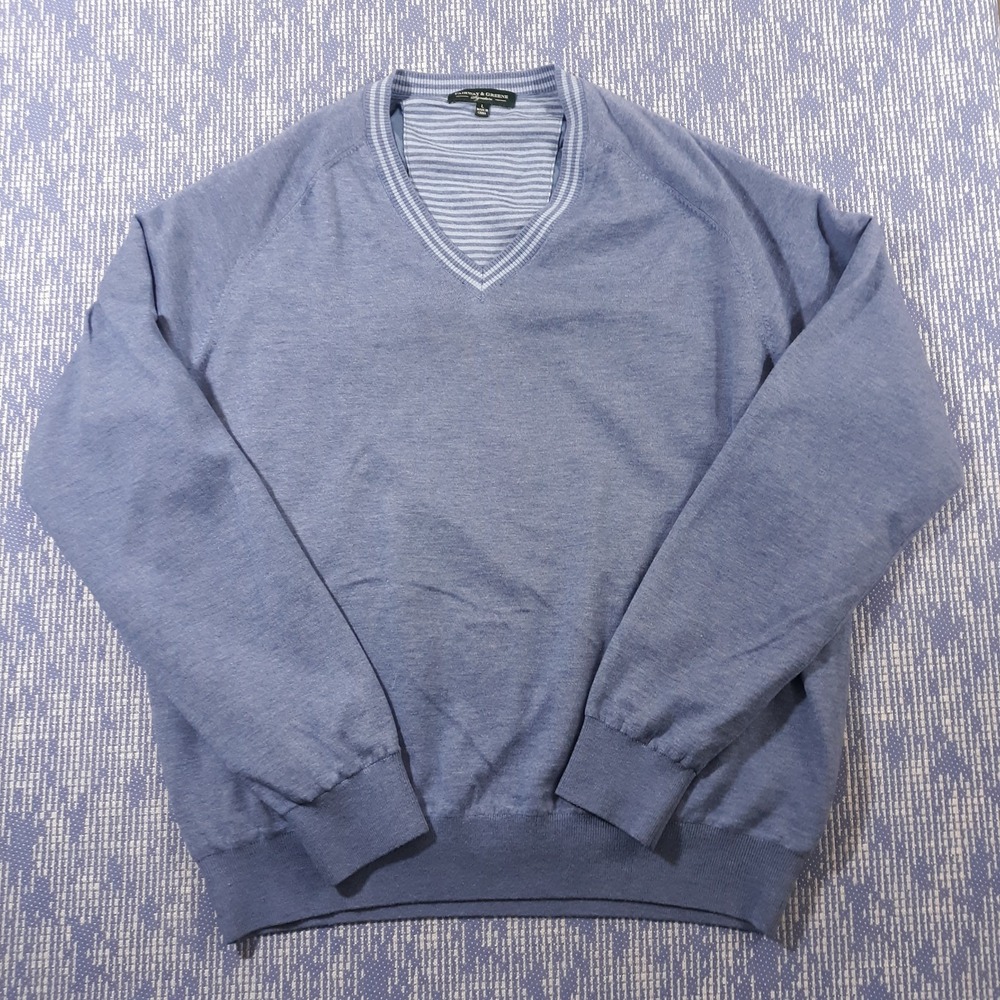 Fairway & Greene Sweater Mens L Wool Cashmere Blend Lined Pullover V-Neck Golf